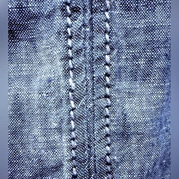 Max Studio Denim Look 100% Linen Blue Mini Dress - Picture 7 of 7